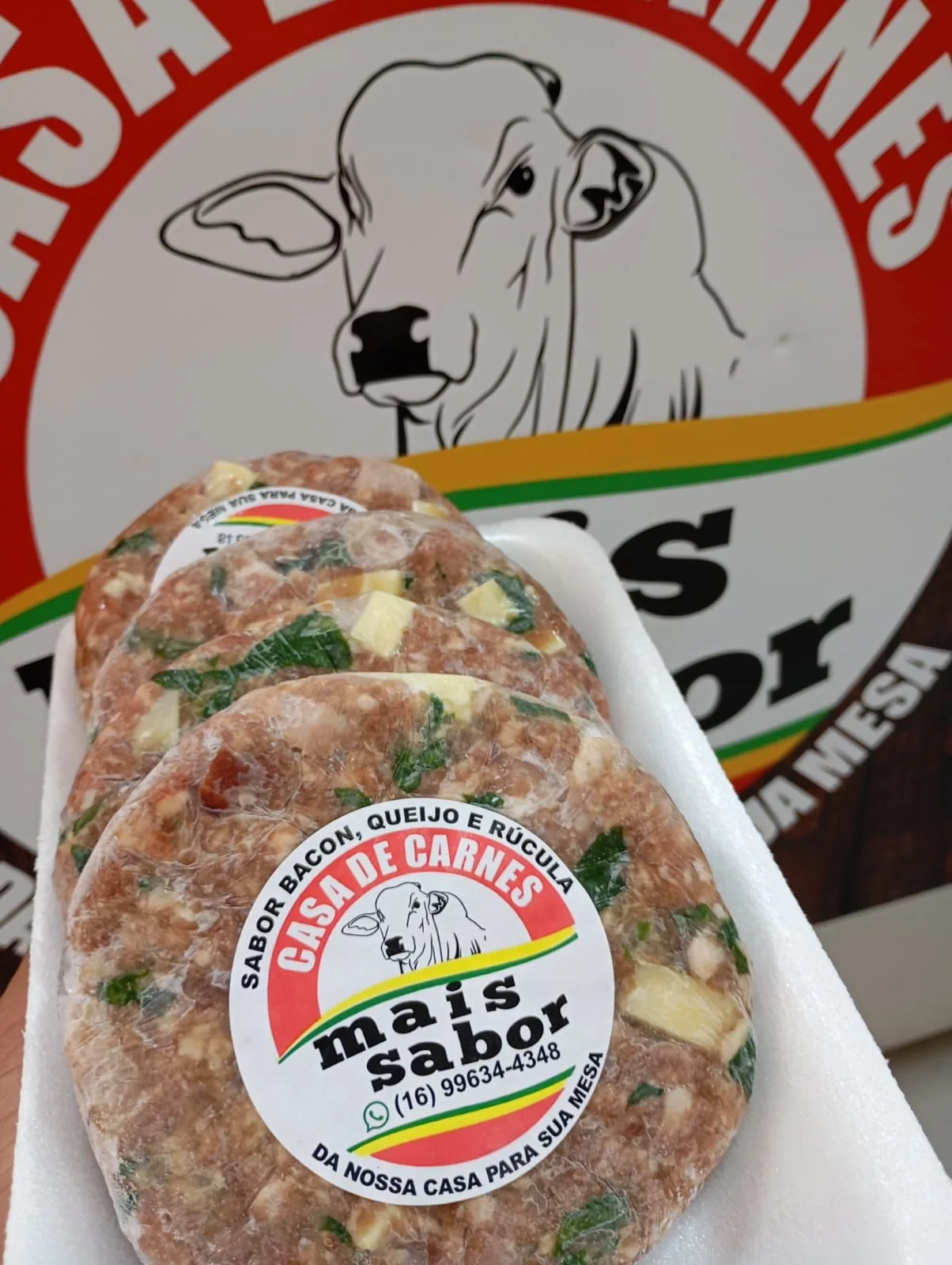 Hambúrguer Bacon, Queijo e Rúcula - Casa de Carnes Mais Sabor