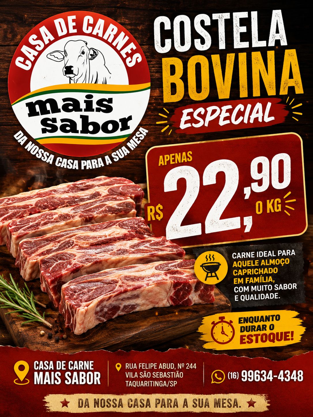 Promoção Costela - Casa de Carnes Mais Sabor
