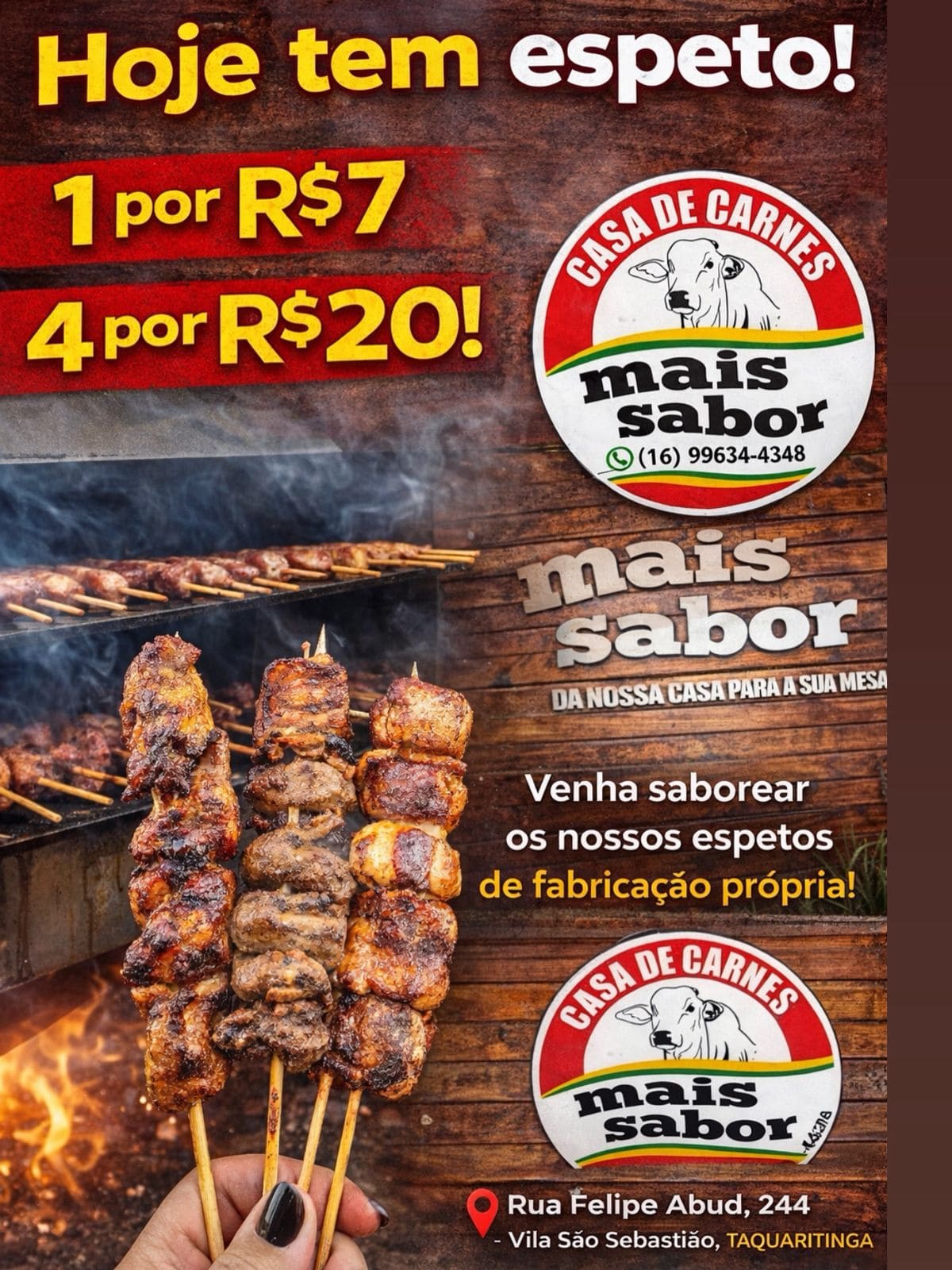 Promoção Espetos - Casa de Carnes Mais Sabor