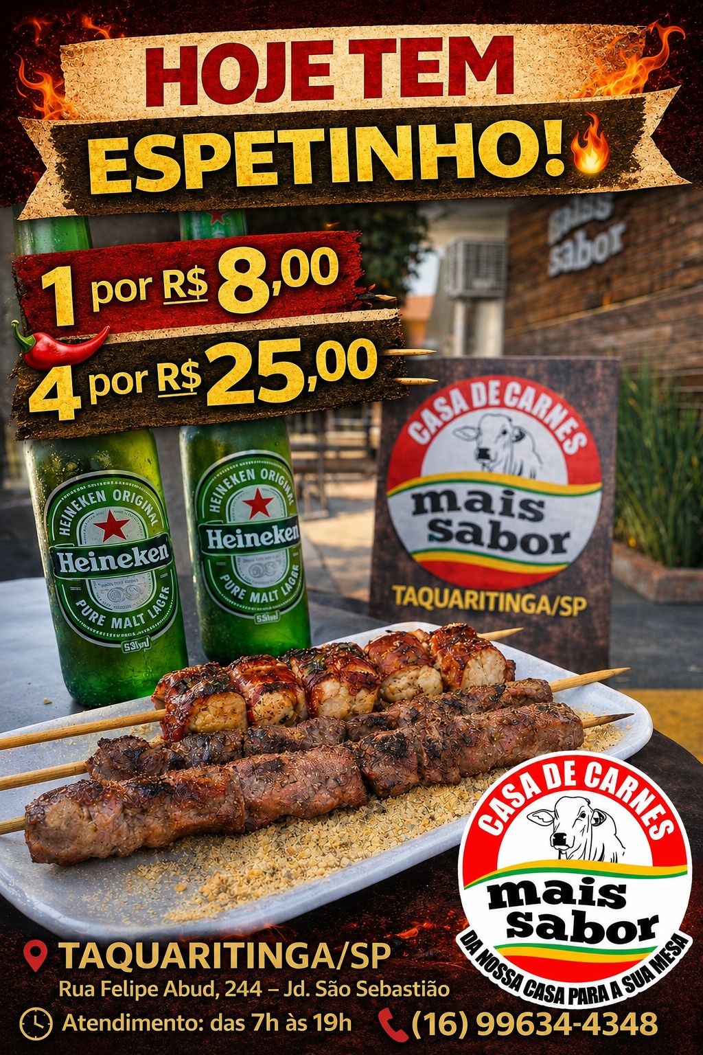 Promoção Espetos - Casa de Carnes Mais Sabor