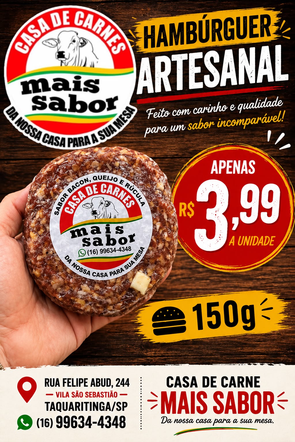 Promoção Hambúrguer - Casa de Carnes Mais Sabor