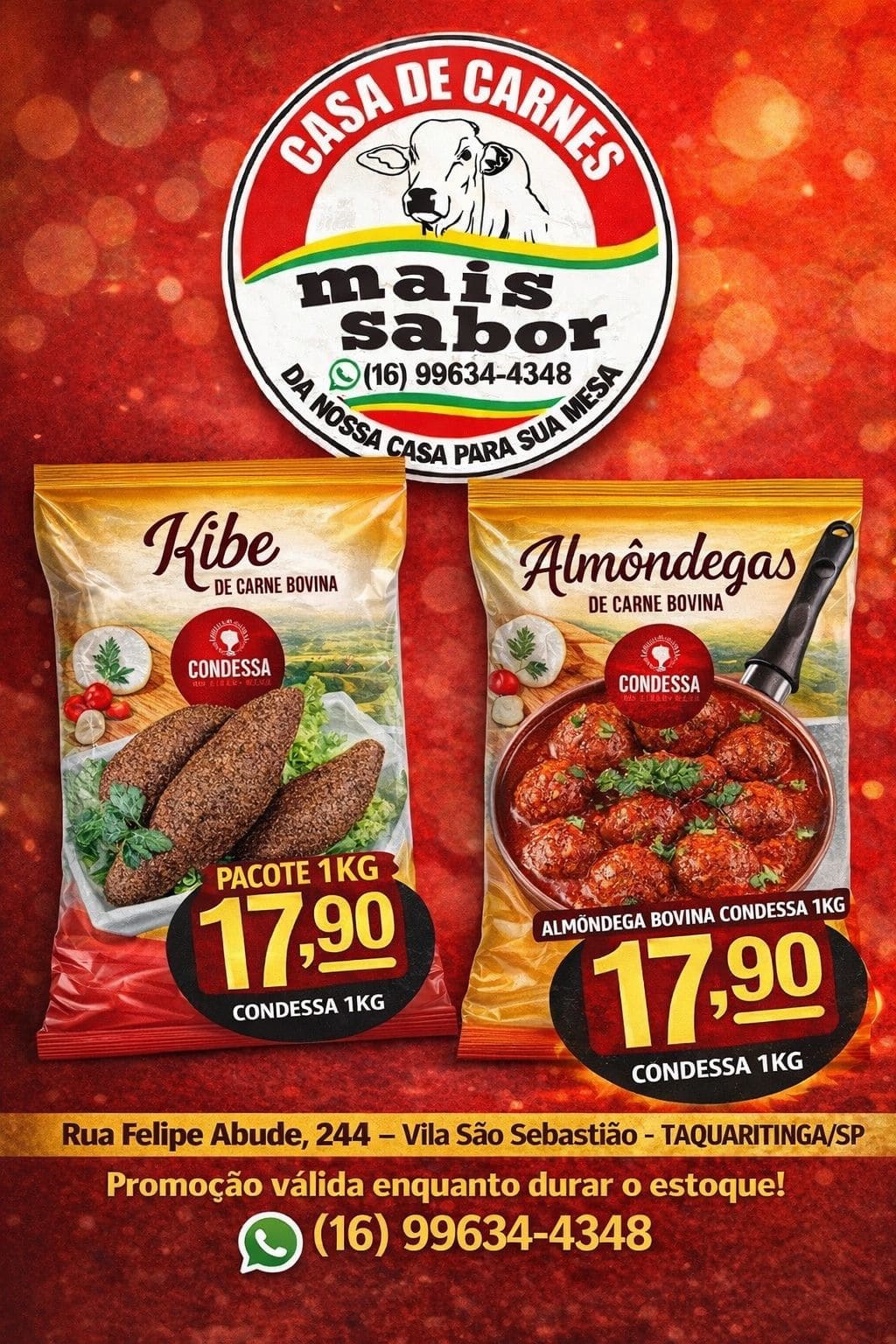 Promoção Kibe e Almôndegas - Casa de Carnes Mais Sabor